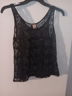 Black Lace Sheer Camisole Tank - Unbranded